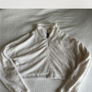 Urban Outfitters White Fleece Half-Zip Pullover
